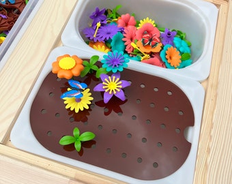 Flower Garden Peg Sensory Bin Insert for IKEA TROFAST Sensory Bin, Flisat Insert, Sensory Table Insert, Fine Motor Skills Practice