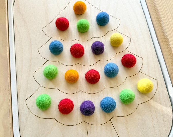Montessori Christmas Tree Color Matching Insert: IKEA Trofast Sensory Bin, Sensory table Insert, Flisat Insert