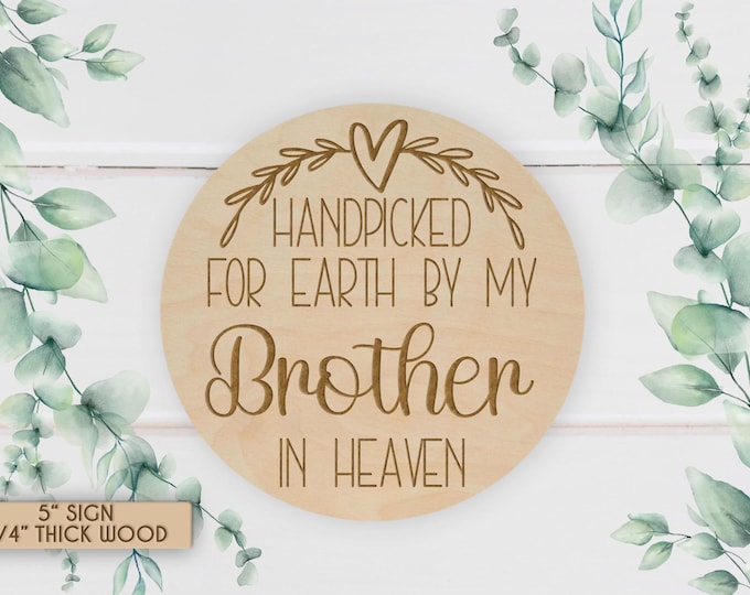 Handpicked for Earth Engraved Wood Sign: Baby Keepsake, Pregnancy Announcement