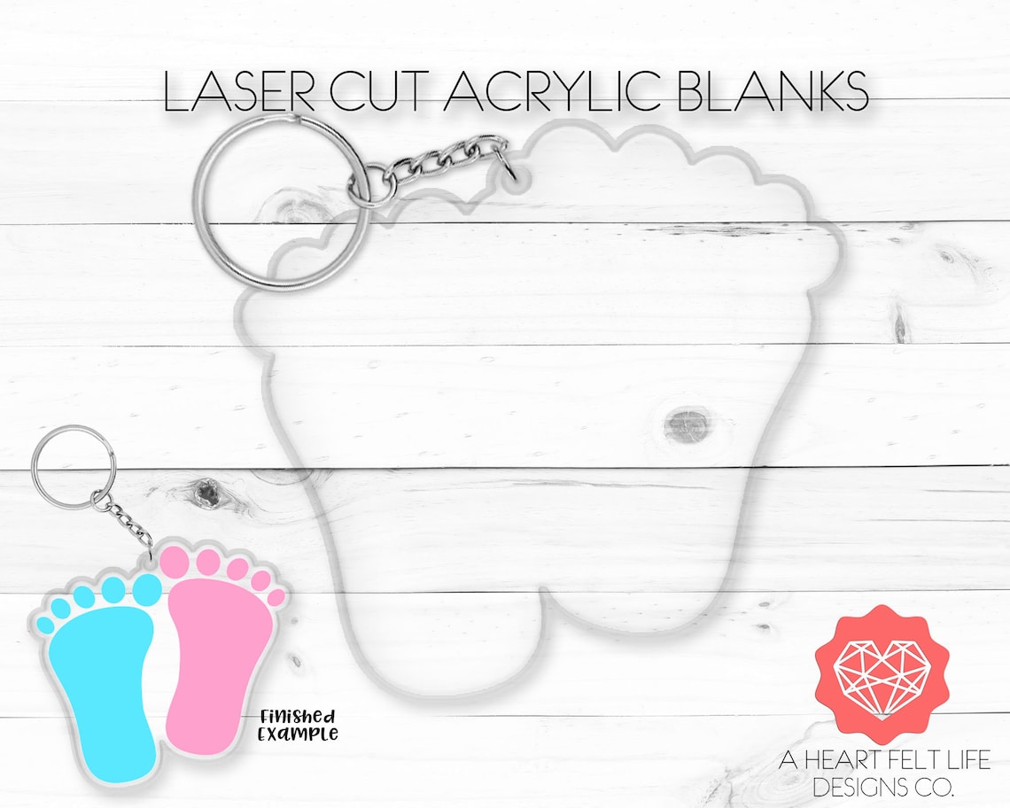 Baby Feet Shape Clear Acrylic Keychain Blanks 3 BLANKS Etsy