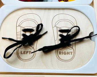 Shoe Tying Practice Board: Montessori Sensory Bin Insert for IKEA TROFAST