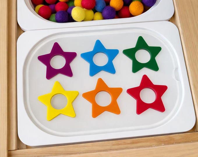 Star Color Sorting Sensory Bin Insert | Montessori Color Sorting Toy | Fine Motor Activity