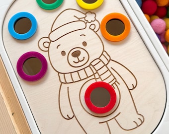 Polar Bear Sensory Bin Insert for Small Trofast | Wooden & Acrylic Montessori Sorting Toy | Winter Fine Motor Activity | Winter Sensory Play