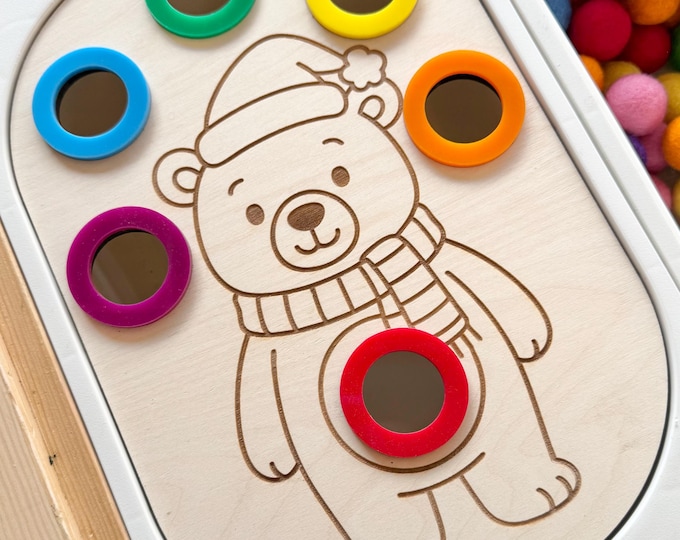 Polar Bear Sensory Bin Insert for Small Trofast | Wooden & Acrylic Montessori Sorting Toy | Winter Fine Motor Activity | Winter Sensory Play