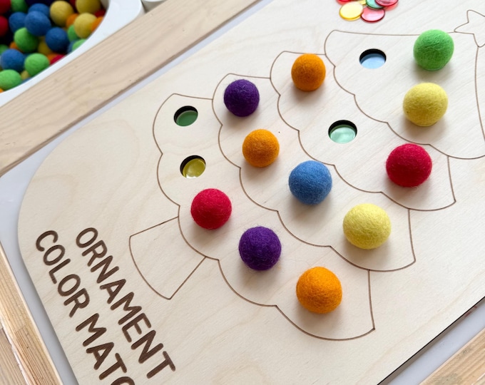 Montessori Christmas Tree Color Matching Insert: IKEA Trofast Sensory Bin