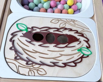 Bird Nest Sensory Bin Insert | Spring Sensory Play | Flisat Table Insert | Fine Motor Toy | Montessori Toddler Activity | Nature Theme