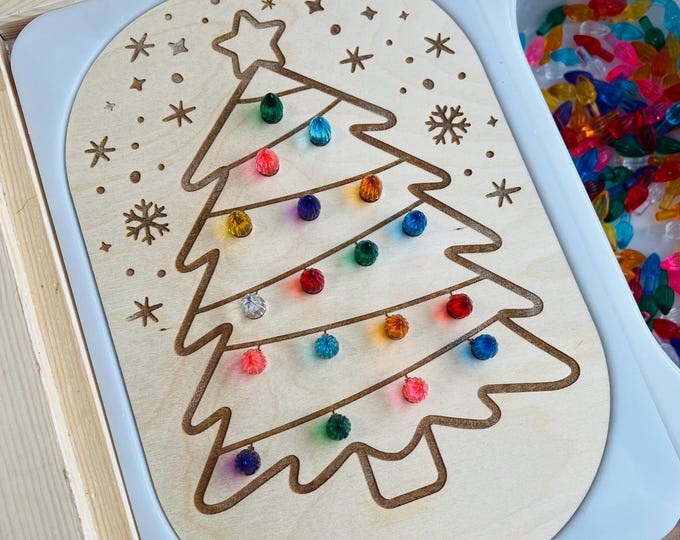Christmas Tree Bulb Sensory Bin Insert for TROFAST bin, Flisat Table, Sensory Bin Insert, Sorting, Filling, Fine Motor Skills Practice