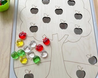 Apple Tree Sensory Bin Insert: Montessori Fine Motor Toy, Flisat Insert, Sensory Table Insert