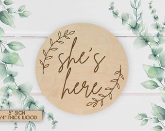 Engraved Wood Birth Announcement Sign: Baby Keepsake Photo Prop