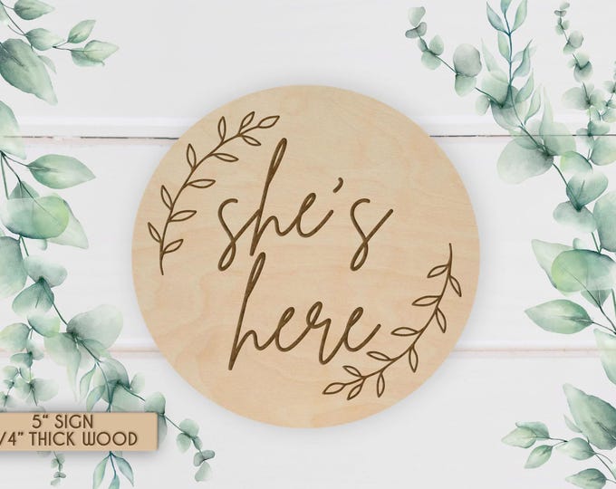 Engraved Wood Birth Announcement Sign: Baby Keepsake Photo Prop