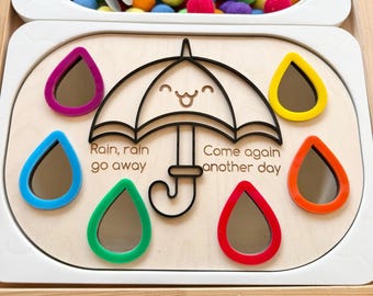 Rain Cloud & Raindrop Sensory Bin Insert