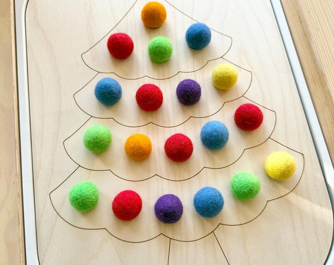 Montessori Christmas Tree Color Matching Insert: IKEA Trofast Sensory Bin, Sensory table Insert, Flisat Insert
