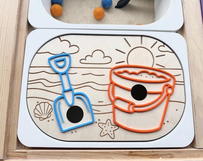 Beach Sensory Bin Insert for IKEA Trofast | Sand Play Activity | Flisat Table Insert | Fine Motor Toy |  Montessori Toy | Summer Sensory
