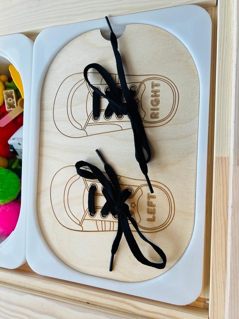 Shoe Tying Practice Board: Montessori Sensory Bin Insert for IKEA ... - Non-Slip Shoe Tying Practice Board For Stability