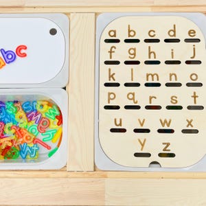Lowercase Alphabet Sensory Bin Insert: IKEA Flisat Table, Montessori Learning, Sensory Table Insert, Flisat Insert
