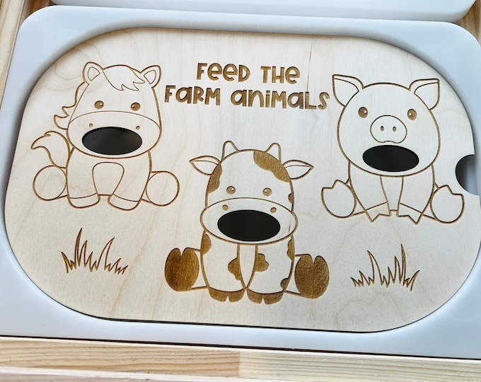 Feed The Farm Animals Sensory Bin Insert for TROFAST bin, Flisat Table, Sensory Bin Insert, Sorting, Filling, Fine Motor Skills Practice