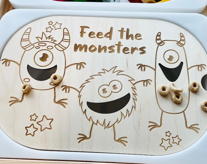 Feed The Monsters Sensory Bin Insert: IKEA TROFAST, Fine Motor Skills