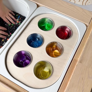 Sensory Bin Insert for IKEA Trofast Bin | Montessori Color Sorting Toy | Fine Motor Activity for Toddlers | Pom Pom Drop Board