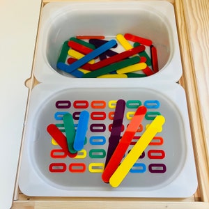 Add On Acrylic Popsicle Sticks for FLISAT Insert for TROFAST bin, Sensory Bin Insert, Sorting Insert