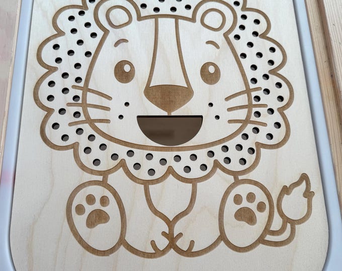 Wooden Lion Sensory Bin Insert: Montessori Fine Motor Toy