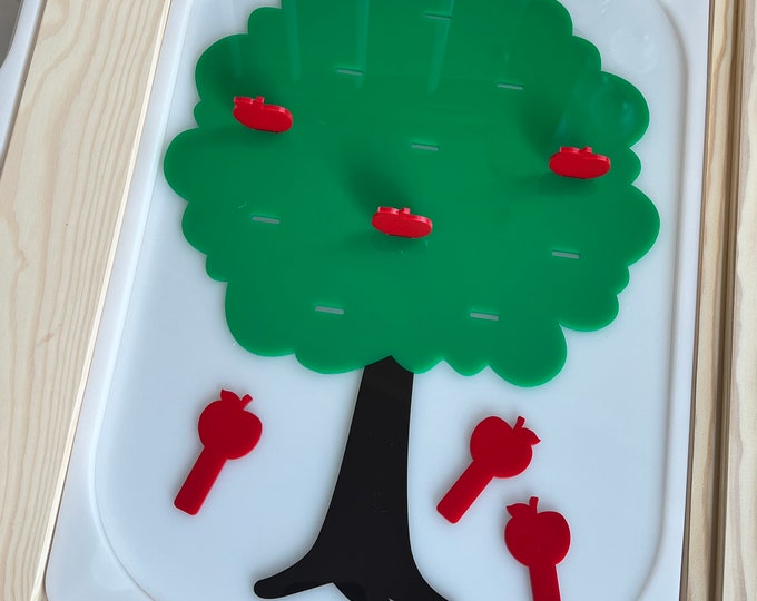Apple Tree Sensory Bin Insert for TROFAST bin, Flisat Table, Lightbox Insert, Sensory Bin Insert, Counting