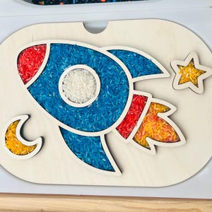 Fillable Rocket Ship Sensory Bin Insert, Sensory Bin Insert TROFAST bin, Flisat, Montessori,  Sorting, Filling, Fine Motor Skills Practice