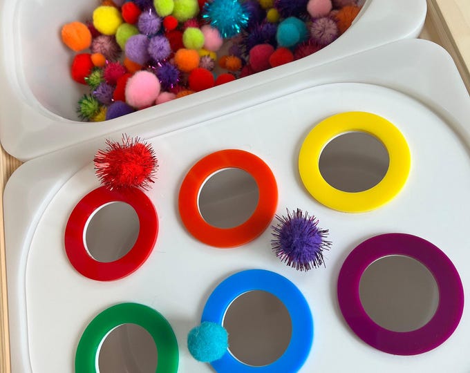 Color Sorting Ring Sensory Bin Insert: IKEA TROFAST Sensory Bin, Flisat Insert, Sensory Table Insert
