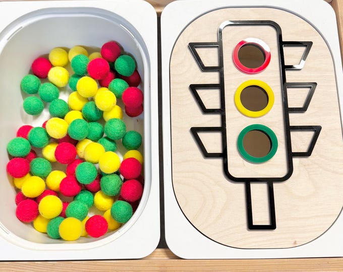 Stoplight Sensory Bin Insert: Montessori Fine Motor Toy for IKEA TROFAST