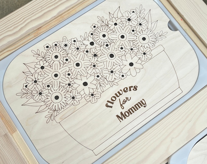 Flowers for Mommy Sensory Bin Insert: IKEA Trofast Compatible Wooden Flower Arranging Board