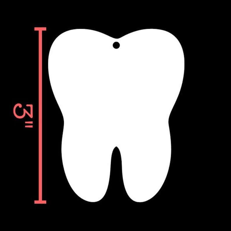 Tooth Shape Clear Acrylic Keychain Blanks 3 BLANKS Etsy