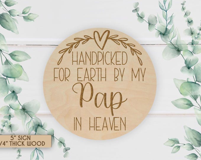 Handpicked for Earth Wood Sign: Baby Announcement Photo Prop
