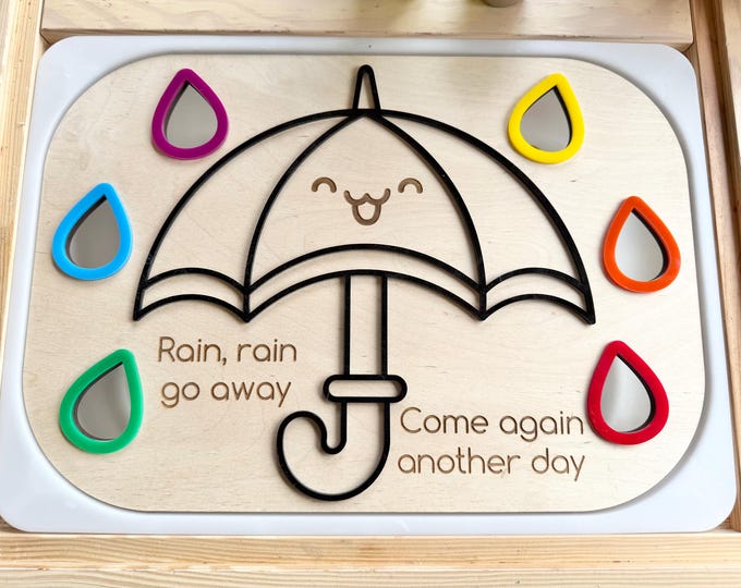 Rainy Day Sensory Bin Insert: Weather Activity Board, Wool Balls Included