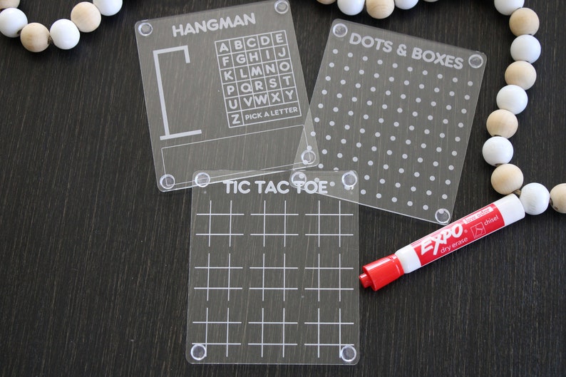 Reusable Acrylic Dry Erase Travel Board Game Set Tic Tac Toe Etsy