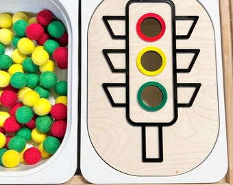 Stoplight Sensory Bin Insert: Montessori Fine Motor Toy for IKEA TROFAST