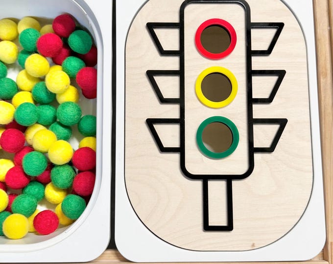 Stoplight Sensory Bin Insert: Montessori Fine Motor Toy for IKEA TROFAST