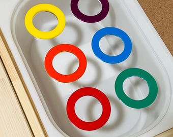 Color Sorting Ring Sensory Bin Insert: IKEA TROFAST Sensory Bin, Flisat Insert, Sensory Table Insert