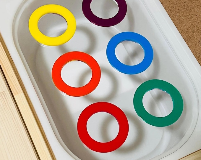 Color Sorting Ring Sensory Bin Insert: IKEA TROFAST Sensory Bin, Flisat Insert, Sensory Table Insert