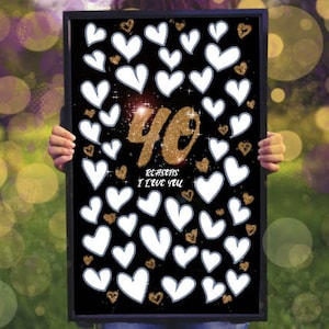 40 redenen waarom ik van je hou afdrukbaar, 40e verjaardagscadeau voor vrouwen, 40e verjaardag decoratie 40e verjaardag feest decoraties ideeën download