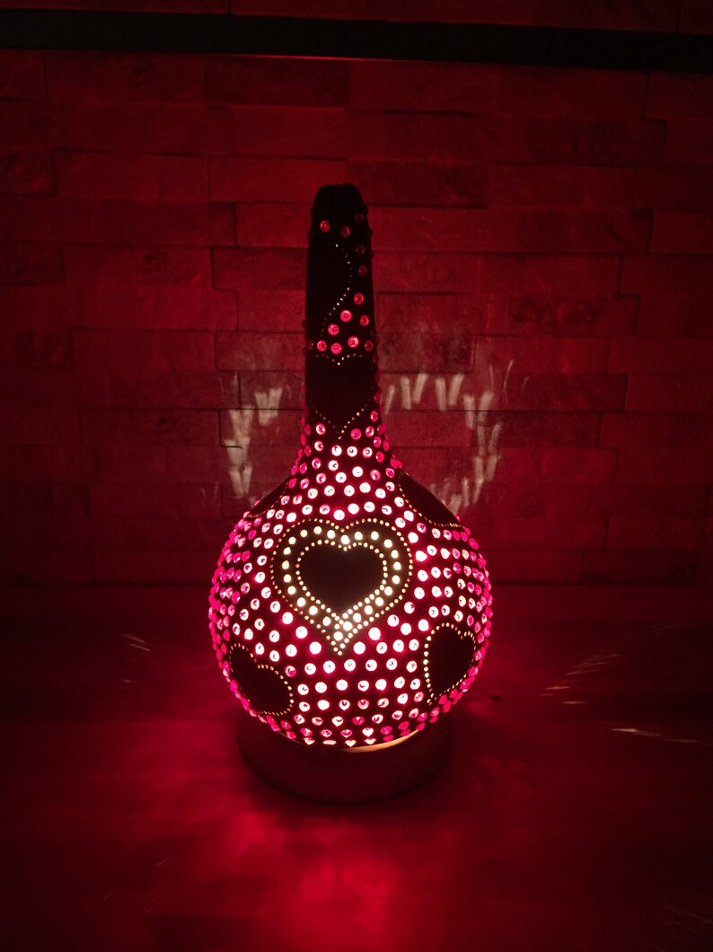 Red Heart Romantic Oriental Gourd Lamp Turkish Calabash Lamp Bedroom Lighting Decoration Red Light Authentic Table Lamp Red Night Light