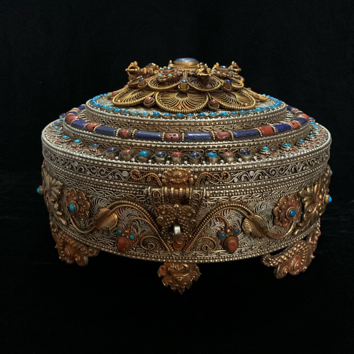 Nepal Royal Jewelry Treasure Box With Gem Inlay Etsy
