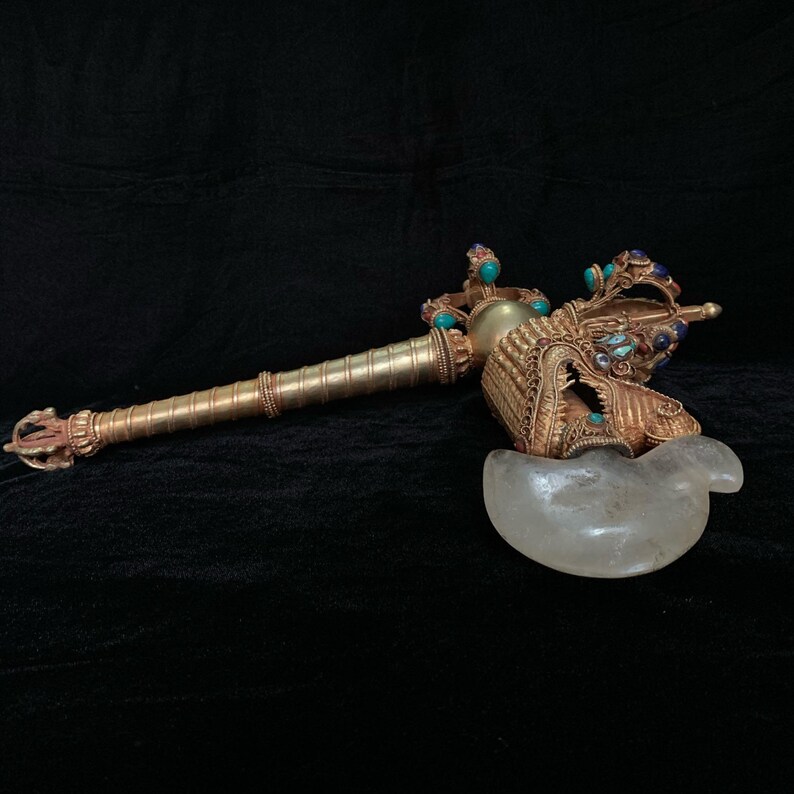Tibetan Jeweled Buddhist Double-Vajra Dragon Kartika Knife ...