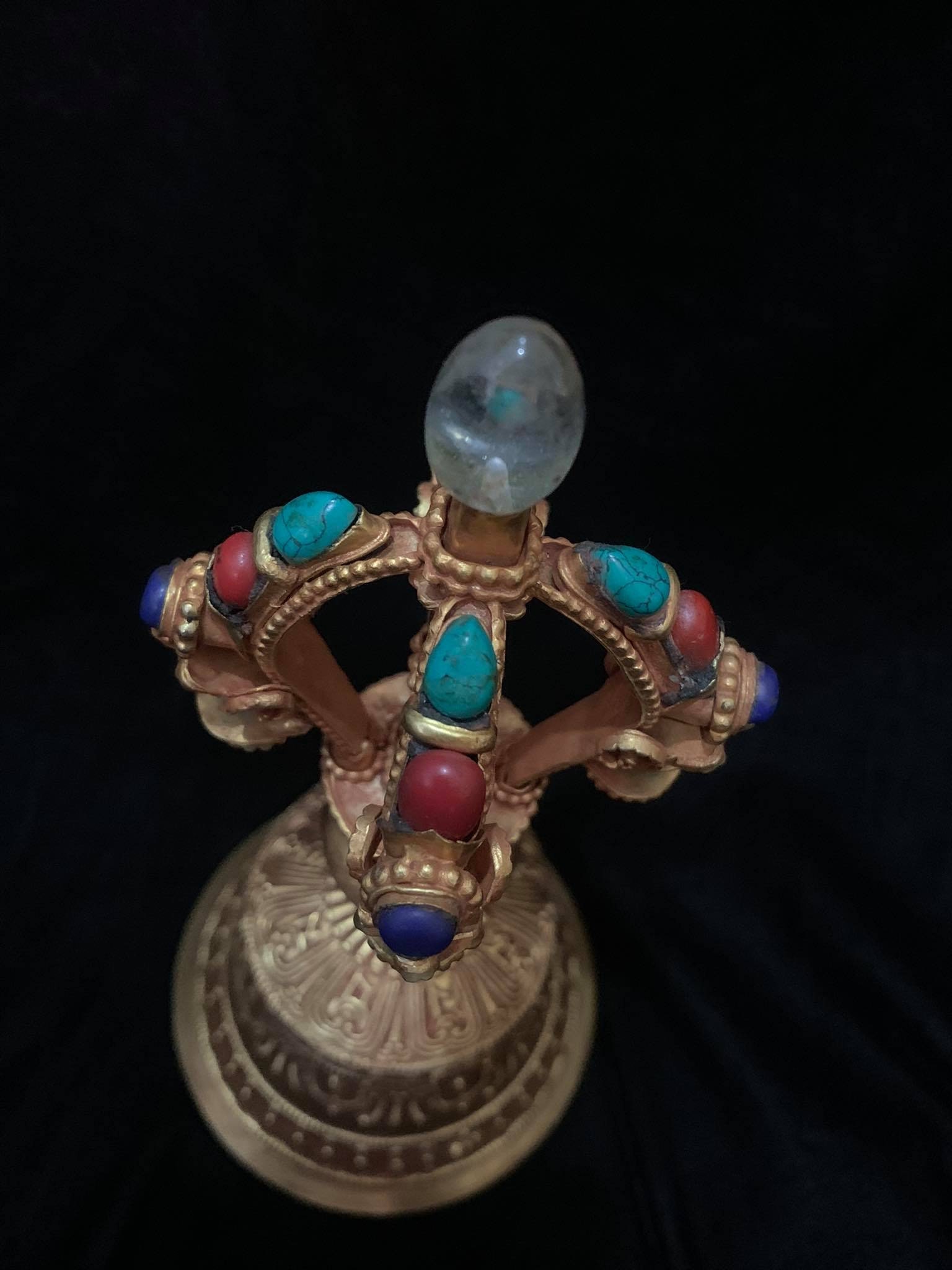 Tibetan Jeweled Buddhist Gilt Single Vajra-handled Bell | Etsy