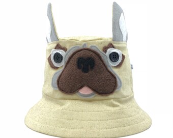 French Bulldog/Pug glitter sun hat for kids and adults. Great bucket hat for any dog lover, guaranteed lots of fun. Great sun protection.