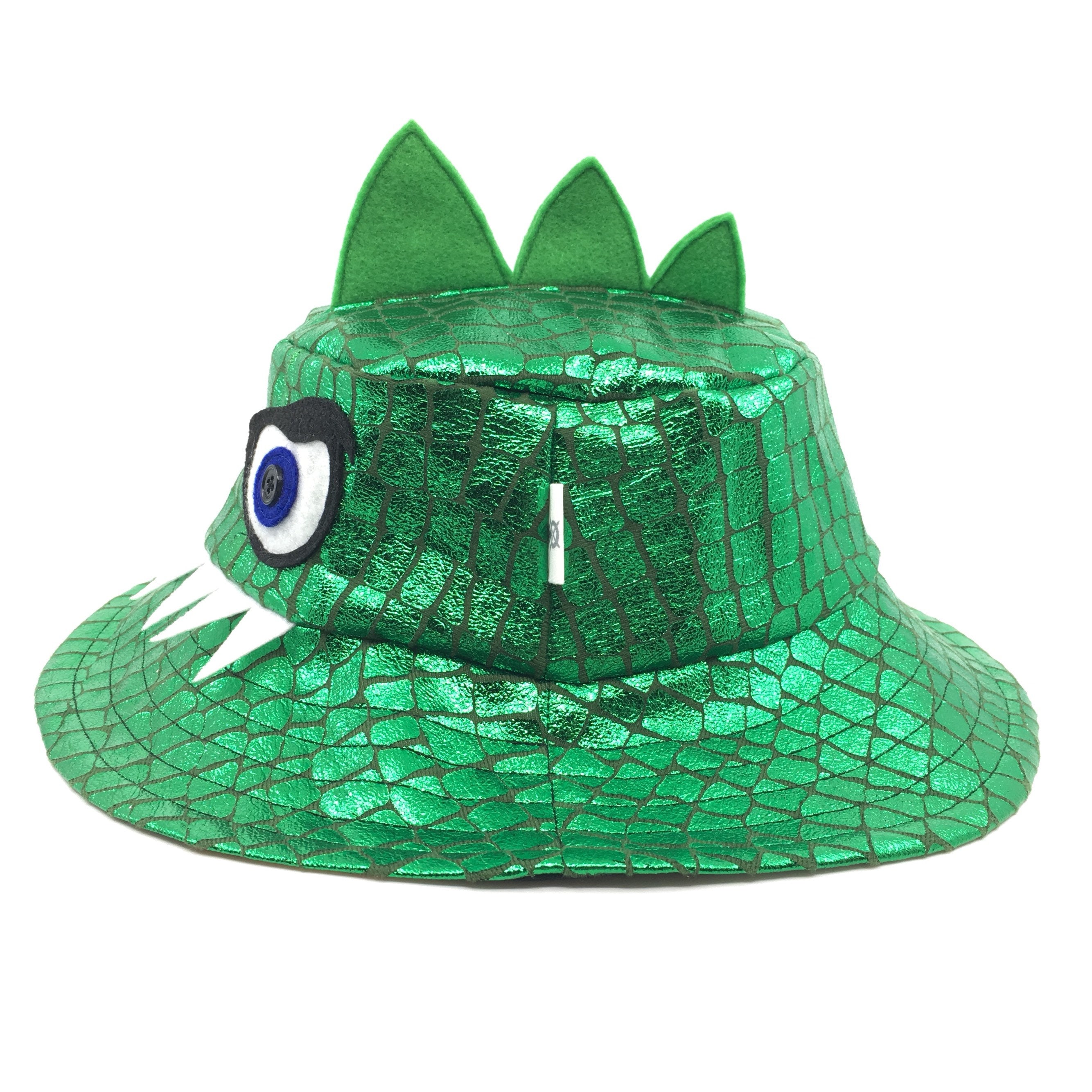 Dinosaur Bucket Hat Reptile Big Teeth Shiney Green 6 Etsy
