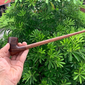 Hand Carved 12-Inch Churchwarden Tobacco Pipe: Long Stem, Deep Bowl