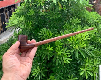 Pipa da tabacco Churchwarden da 12 pollici intagliata a mano: stelo lungo, fornello profondo