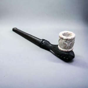 Handmade 6 inch Wood Stone Pipe, Crafted by hand, grounded in stone, and polished in wood