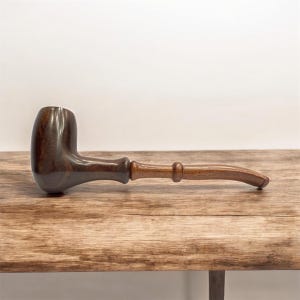 Handcrafted Wood Tobacco Pipe: 6.5&quot; Long Stem, Deep Bowl