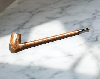 Hand Carved 12 Inch Wood Long Tabacco Pipe Long |stem Deep Bowl | Artistic | Matte Finish