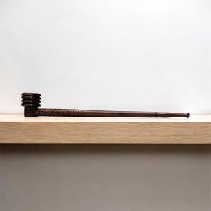 Handcrafted 13 inch long stem wooden pipe artistic pipe rings